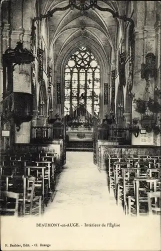 Ak Beaumont en Auge Calvados, Interieur de l'Eglise