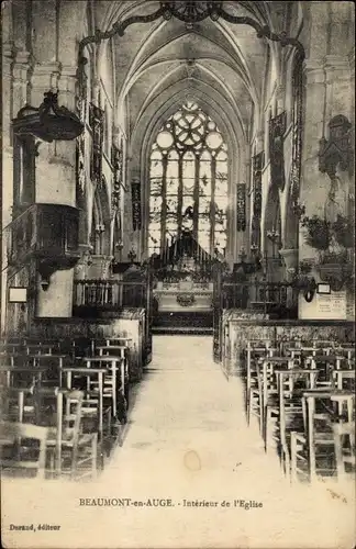Ak Beaumont en Auge Calvados, Interieur de l'Eglise