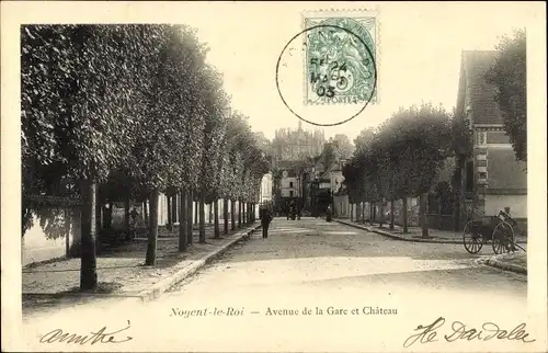 Ak Nogent le Roi Eure et Loir, Avenue de la Gare et Chateau