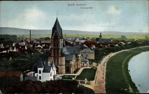 Ak Großauheim Hanau in Hessen, Gesamtansicht, Kirche
