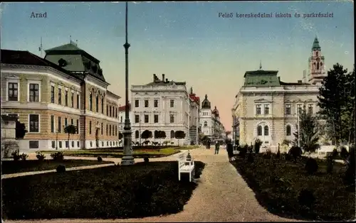 Ak Arad Rumänien, Felsö kereskedelmi iskola es parkreszlet