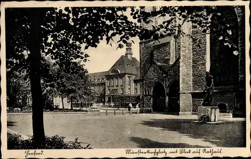 Ak Herford in Nordrhein Westfalen, Münsterkirchplatz, Rathaus