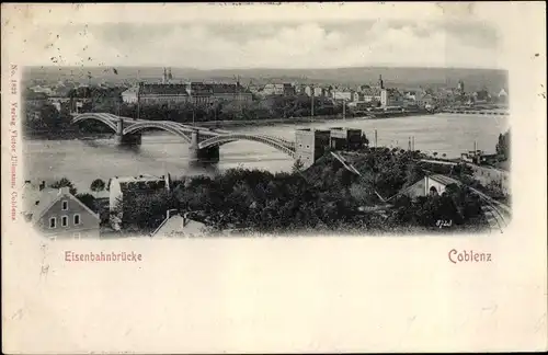 Ak Koblenz am Rhein, Eisenbahnbrücke