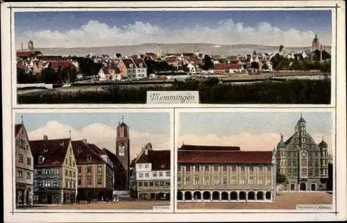 Ak Memmingen in Schwaben, Gesamtansicht, Rathaus