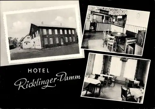 Ak Rickling im Kreis Segeberg, Hotel Ricklinger Damm, Innen und Außen