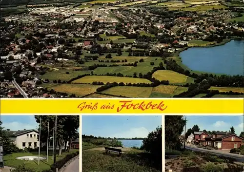 Ak Fockbek in Schleswig Holstein, Fliegeraufnahme, Wohngegend, Parkbank