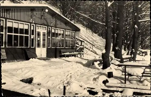 Ak Feldberg Feldberger Seenlandschaft in Mecklenburg, Luzinhalle im Winter