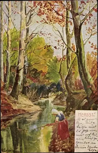 Künstler Ak Allegorie, Herbst, Landschaft