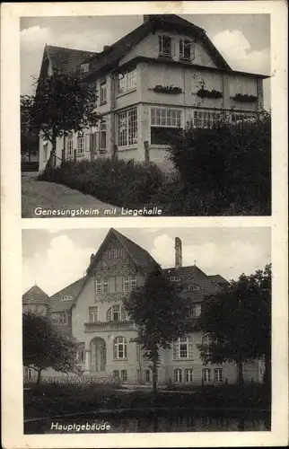 Ak Lenste Grömitz in Ostholstein, Kinder- und Genesungsheim Lensterhof, Hauptgebäude, Liegehalle