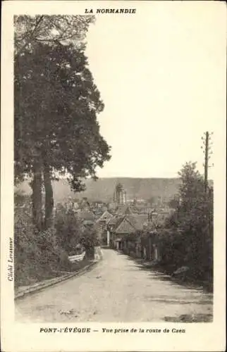 Ak Pont l Eveque Calvados, Vue prise de la route de Caen