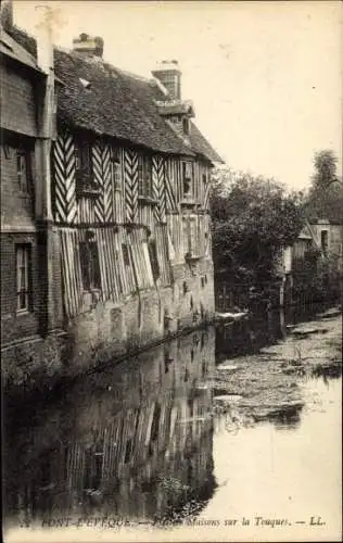 Ak Pont l Eveque Calvados, Maison sur la Touques