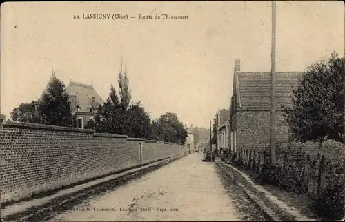 Ak Lassigny Oise, Route de Thiescourt