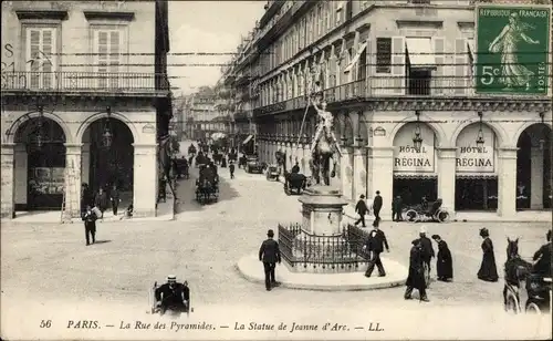 Ak Paris XII., La Rue des Pyramides, La Statue de Jeanne d'Arc