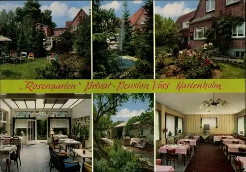 Ak Hartenholm Schleswig Holstein, Rosengarten Privat Pension Voss, Gartenpartien, Speiseräume