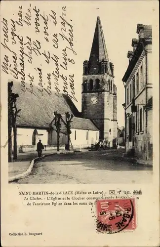 Ak Saint Martin de la Place Maine et Loire, Le Clocher