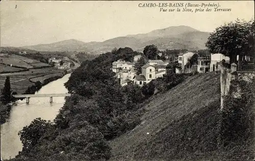 Ak Cambo les Bains Pyrenees Atlantiques, Vue sur la Nive, prise des Terrasses