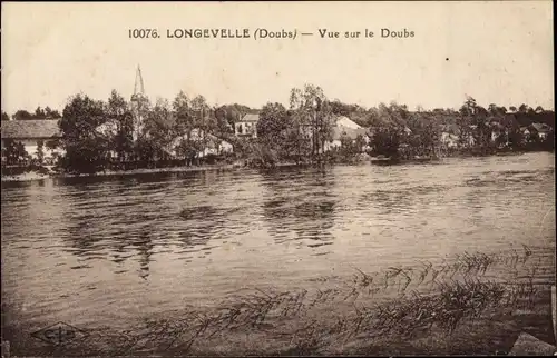 Ak Longevelle Doubs, Vue sur le Doubs