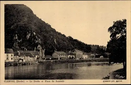 Ak Clerval Doubs, Le Doubs et Pace du Souvenir
