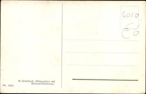Künstler Ak Mönchengladbach im Ruhrgebiet, Königsplatz mit Bismarckdenkmal