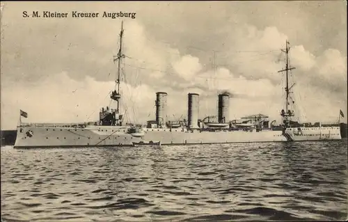 Ak Deutsches Kriegsschiff, SMS Augsburg, Kleiner Kreuzer, Kaiserliche Marine