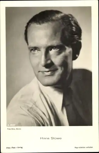 Ak Schauspieler Hans Stüwe, Portrait, Hemdkragen
