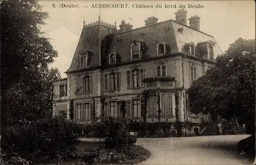 Ak Audincourt Doubs, Chateau du bord du Doubs