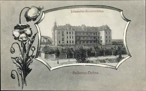 Passepartout Ak Heidenau Dohna in Sachsen, Johanniter Krankenhaus, Totalansicht