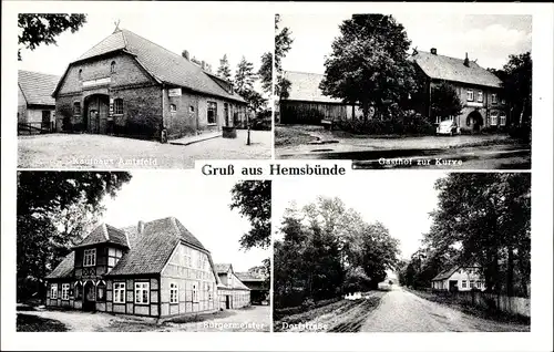 Ak Hemsbünde Kreis Rotenburg, Geschäft O. Amtsfeld, Bürgermeister, Gasthof zur Kurve, Dorfstraße