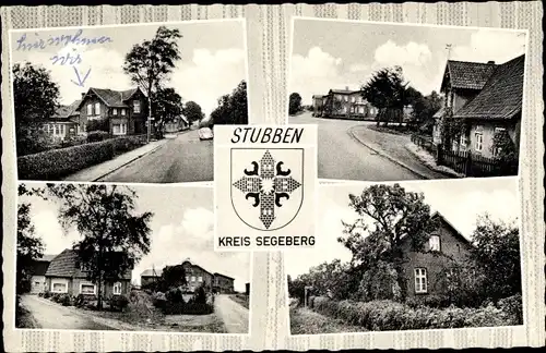 Wappen Ak Stubben Bad Segeberg in Schleswig Holstein, Dorfpartien