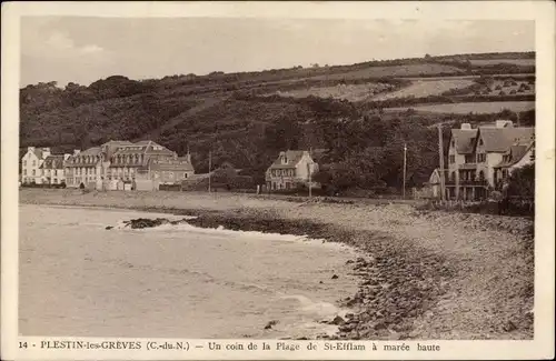 Ak Plestin les Grèves Cotes d'Amor, Un coin de la Plage de Saint Efflam a maree haute