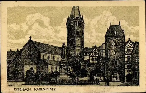 Künstler Ak Lutherstadt Eisenach in Thüringen, Karlsplatz