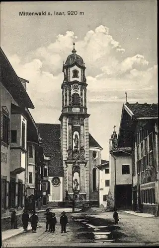 Ak Mittenwald in Oberbayern, Stadtpartie