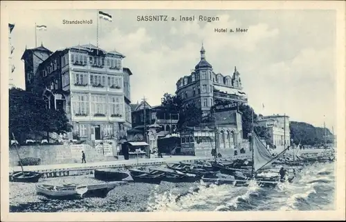 Ak Sassnitz auf Rügen, Hotel am Meer, Strandschloss