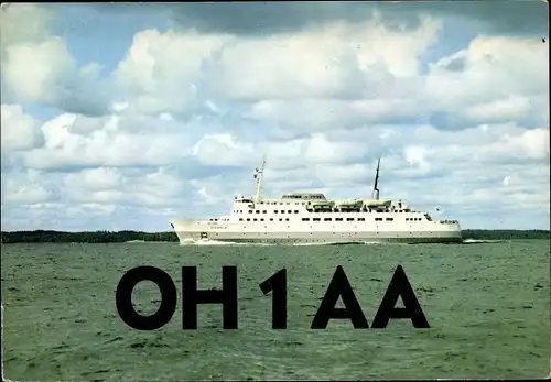 Ak Fährschiff Fennia, Skandia, Nordia, Holmia, Silja Line, Funkerkarte, OH1AA