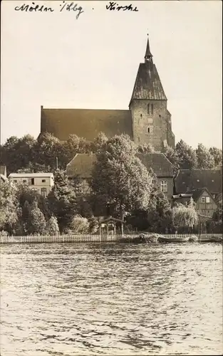 Foto Ak Mölln im Herzogtum Lauenburg, Kirche vom Wasser aus gesehen