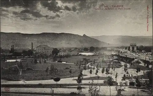 Ak Valence Drôme, Coucher de Soleil au Parc Jouvet