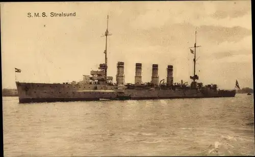 Ak Deutsches Kriegsschiff, SMS Stralsund, Kleiner Kreuzer, Kaiserliche Marine