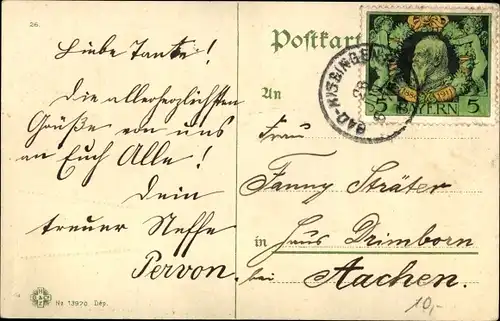 Briefmarken Wappen Ak Bad Kissingen Unterfranken Bayern, Konversationshaus, Kurgarten