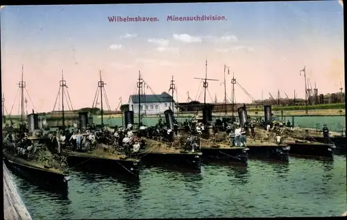 Ak Wilhelmshaven in Niedersachsen, deutsche Kriegsschiffe, Minensuchdivision