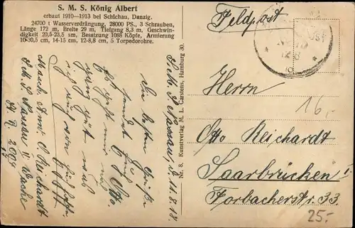 Ak Deutsches Kriegsschiff SMS König Albert, Turbinen Großschlachtschiff