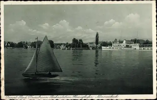 Ak Kressbronn am Bodensee, Ansicht vom Wasser aus, Dampfer