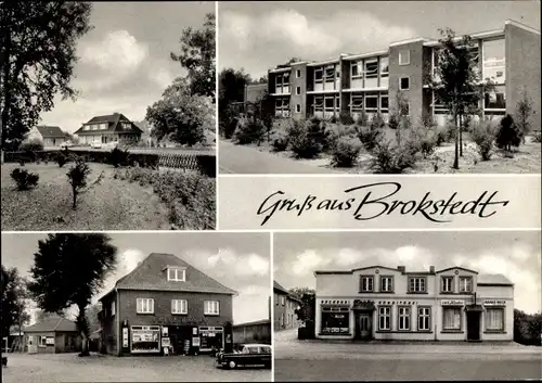 Ak Brokstedt in Schleswig Holstein, Kirche, Geschäftshäuser