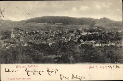 Ak Bad Kissingen Unterfranken Bayern, Gesamtansicht vom Staffelberg aus gesehen