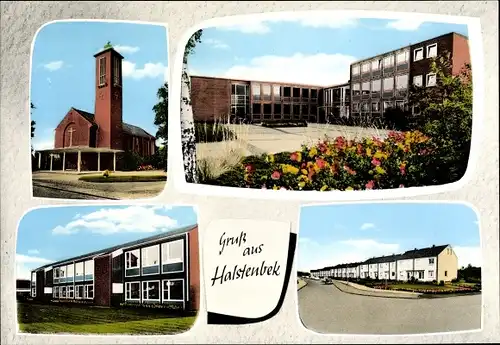 Ak Halstenbek Schleswig Holstein, Kirche, Schule, Siedlung