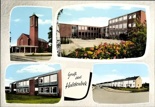 Ak Halstenbek Schleswig Holstein, Siedlung, Schule, Kirche
