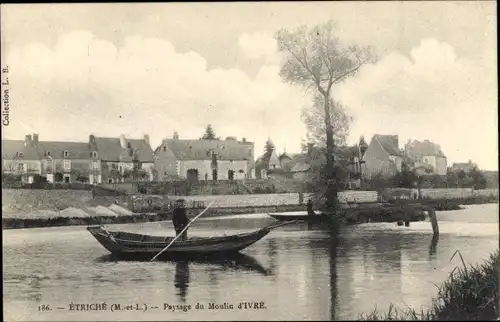 Ak Etriche Maine et Loire, Paysage du Moulin d'Ivre