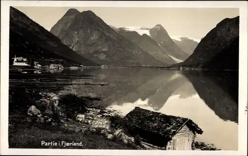 Ak Fjærland in Norwegen, Dorfpartie