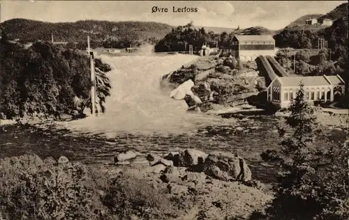 Ak Lerfoss Norwegen, Blick auf den Ort