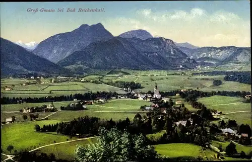 Ak Großgmain in Salzburg, Blick auf den Ort, Photochromie Purger 13542