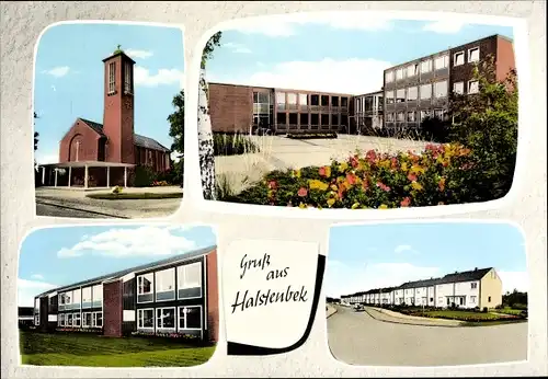 Ak Halstenbek Schleswig Holstein, Siedlung, Kirche, Schule